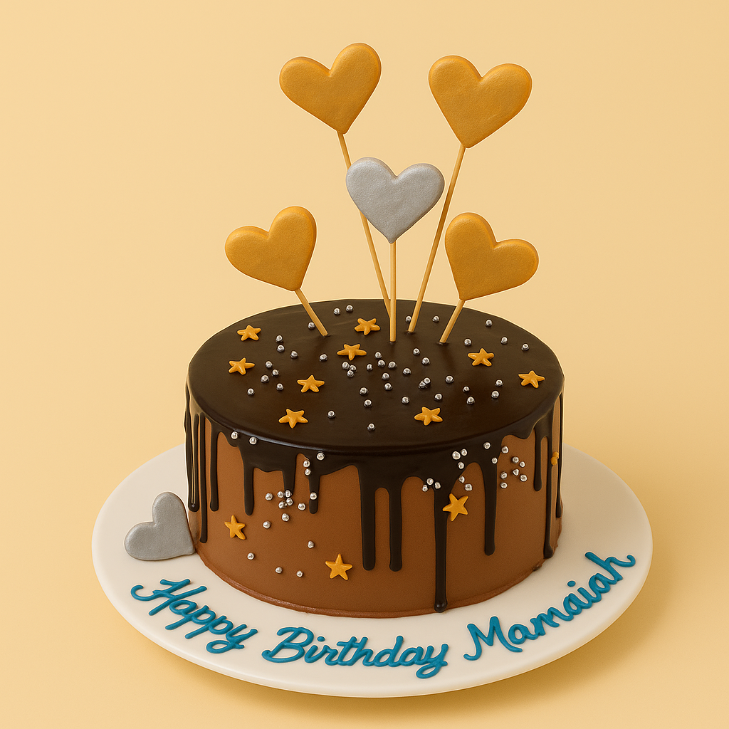Golden Hearts Drip Cake