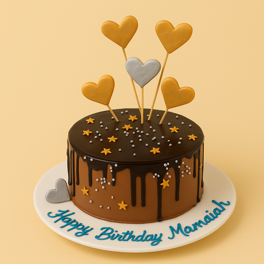 Golden Hearts Drip Cake