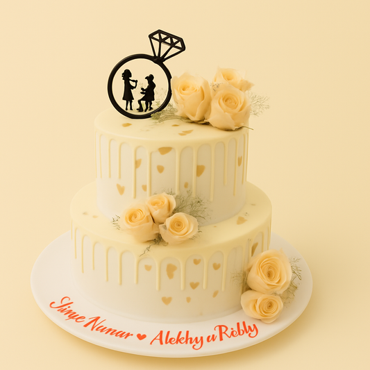 Golden Proposal Engagement Cake