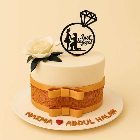 Golden Proposal Engagement Cake