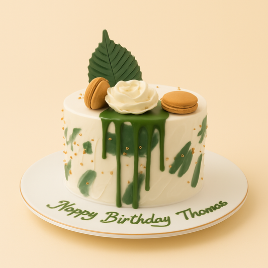 Green & Gold Drip Cake
