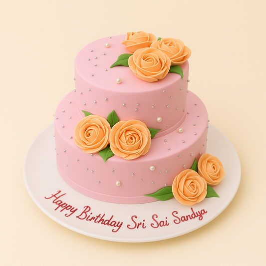 Peach Rose Pearl Cake