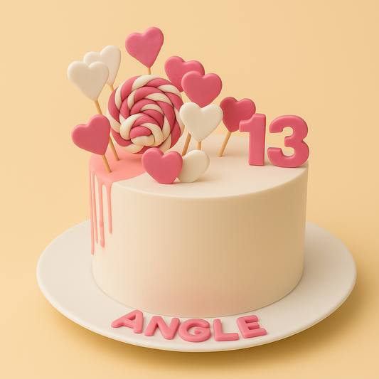 Pink Hearts Teen Birthday Cake