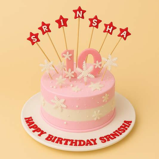 Pink Snowflake Celebration Cake