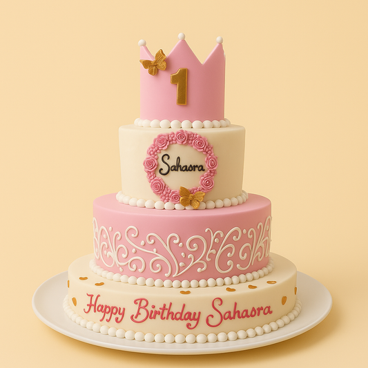 Princess Crown First Birthday Cake