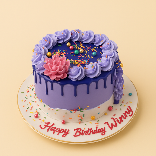 Purple Drip Sprinkle Cake