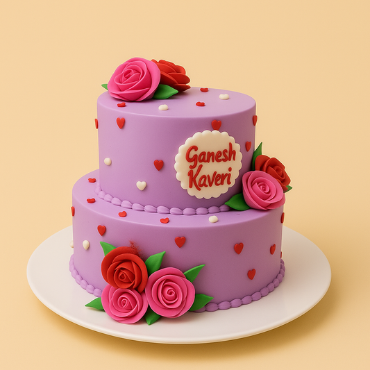 Purple Love Roses Cake