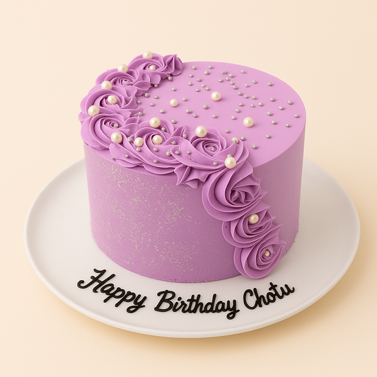 Purple Rosette Pearl Cake