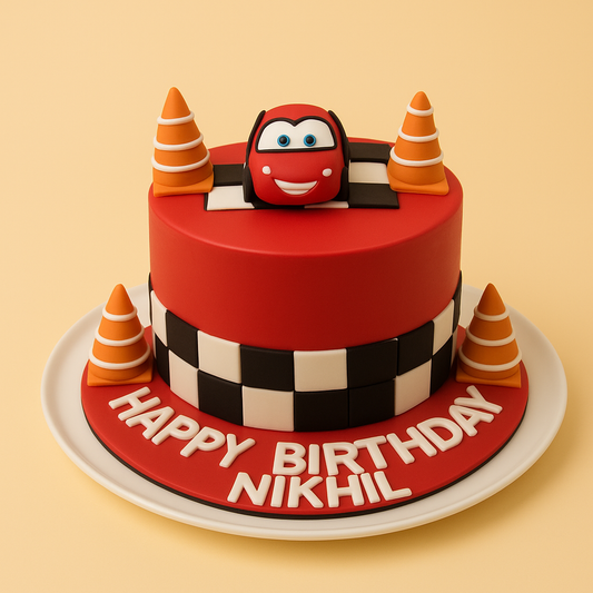 Racing Cars Theme Birthday Cake