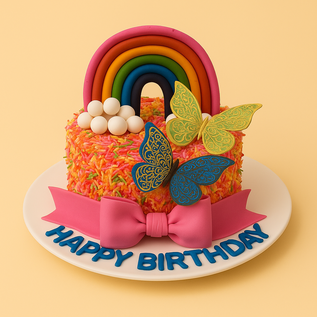 Rainbow Butterfly Celebration Cake
