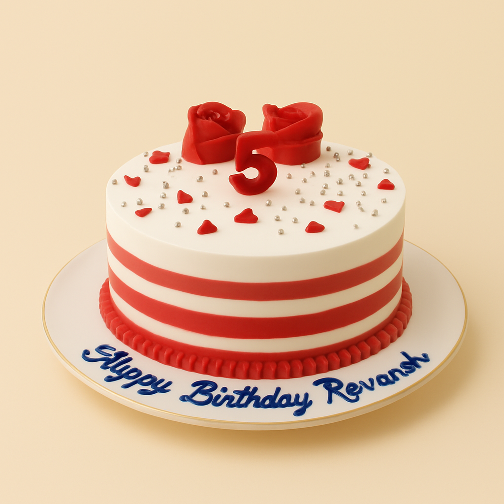 Red & White Stripes Engagement Cake