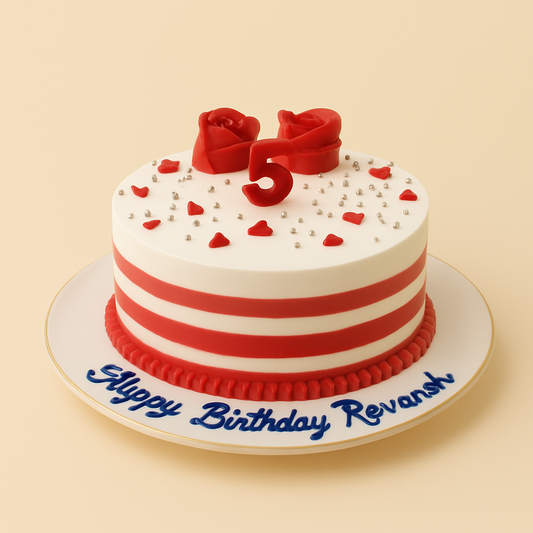 Red & White Stripes Engagement Cake