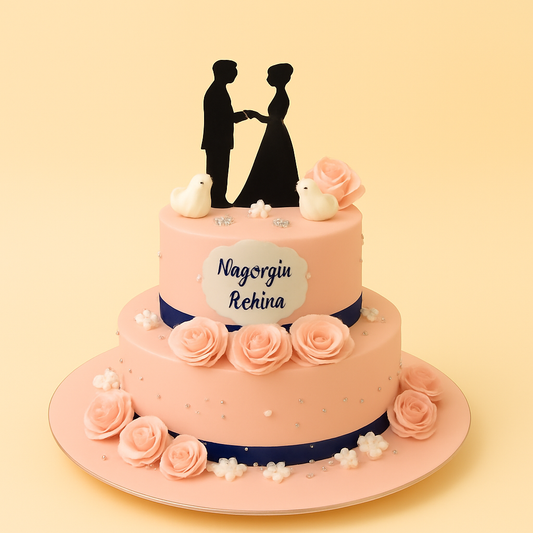Romance Blossom Engagement Cake