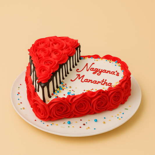 Romantic Heart Rose Cake