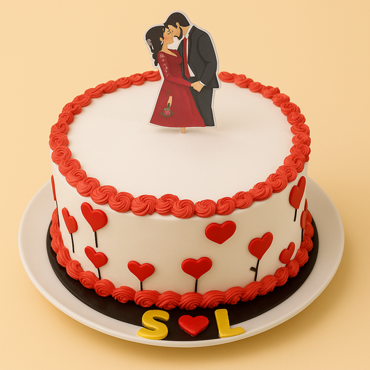 Romantic Love Engagement Cake