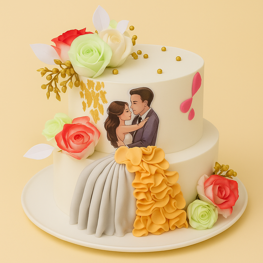 Romantic Roses Engagement Cake