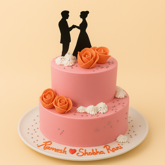 Romantic Engagement Silhouette Cake