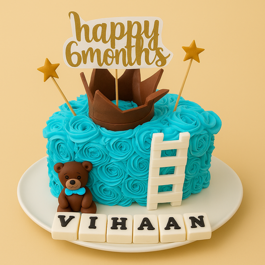 Royal Blue Half-Birthday Cake