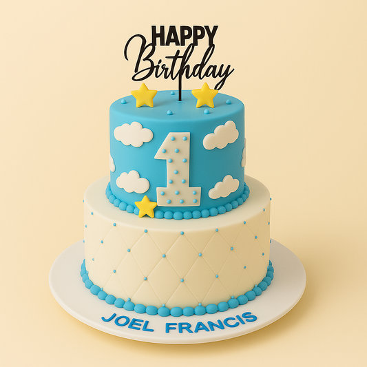 Sky Blue First Birthday Cake