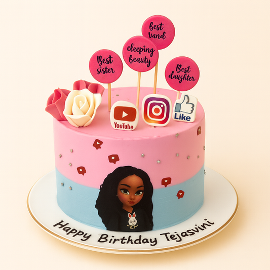 Social Media Theme Birthday Cake