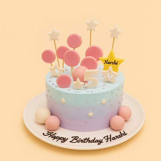 Starry Balloon Birthday Cake