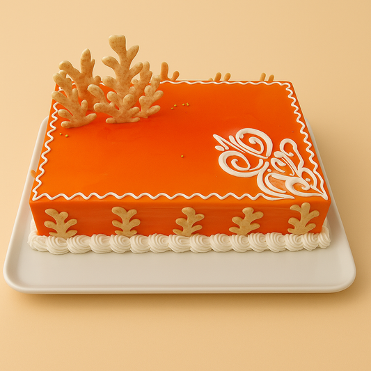 Sunset Orange Glaze Butter Scotch Flavor Cake