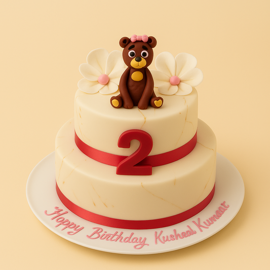 Teddy & Flowers Cake