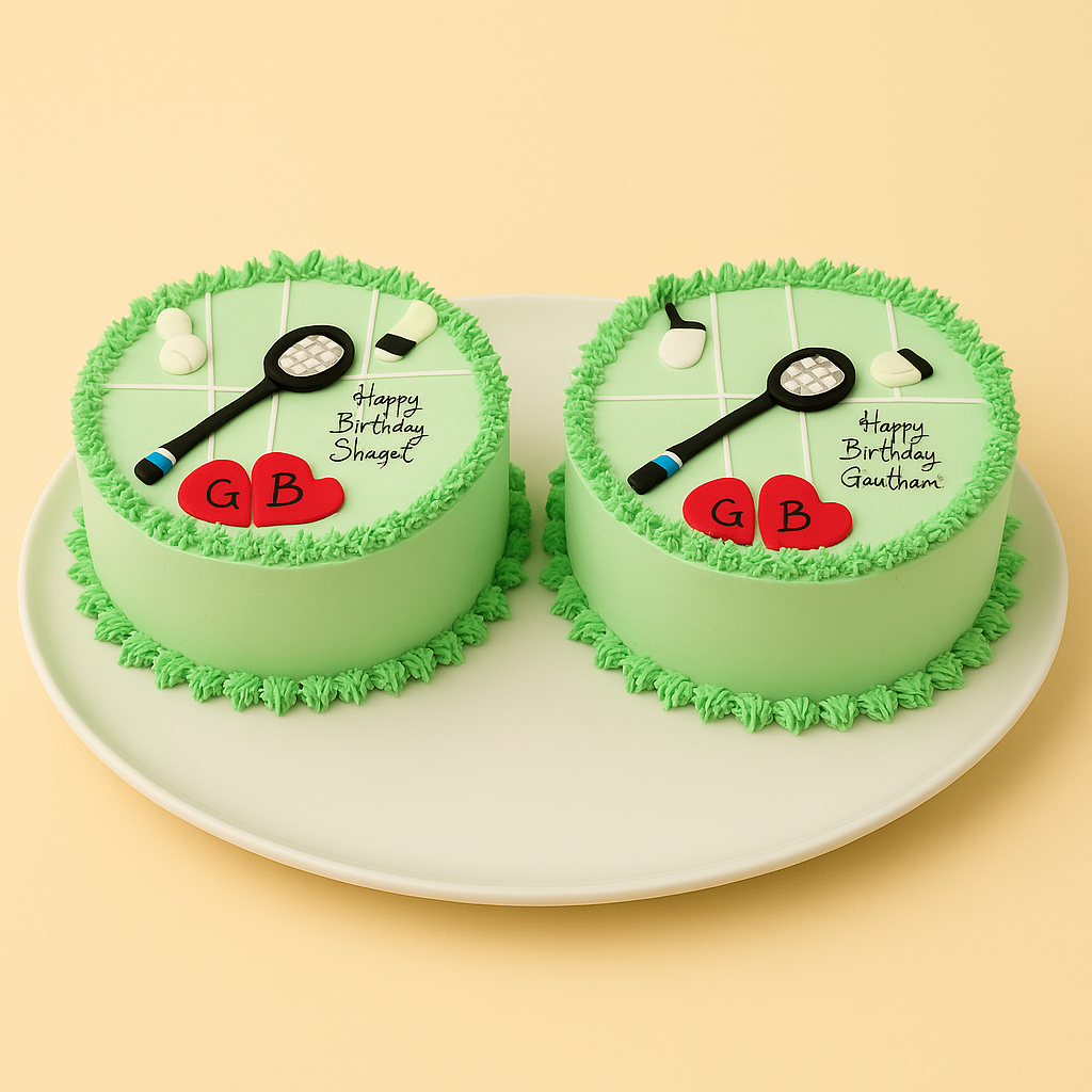 Twin Badminton Lovers Cake