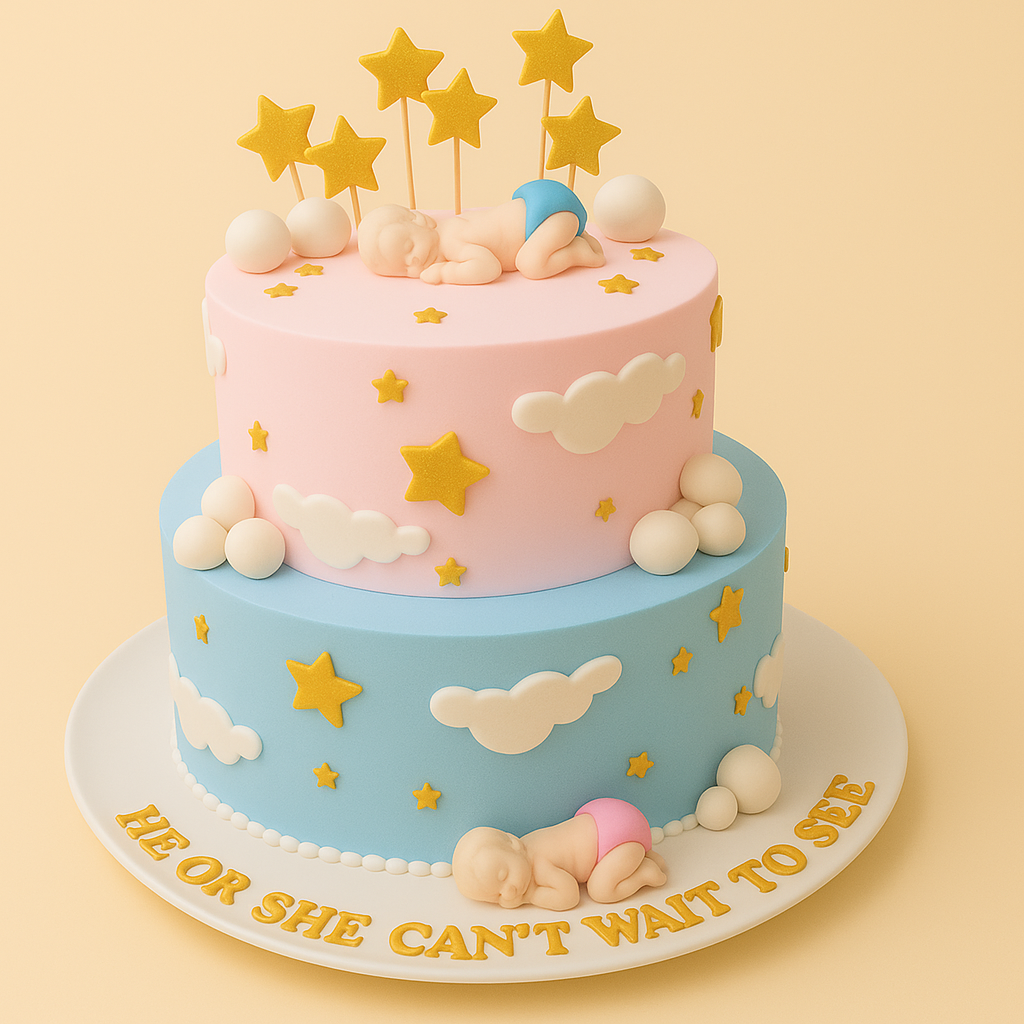 Twinkle Star Gender Reveal Cake