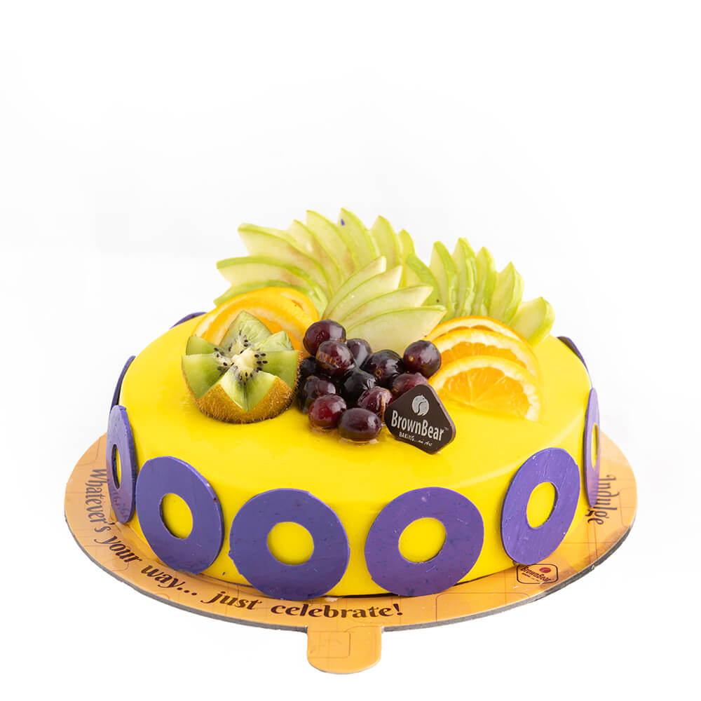 Big fruit cake. cake on a wooden background in a rustic style. • wall  stickers festive, decorated, top | myloview.com