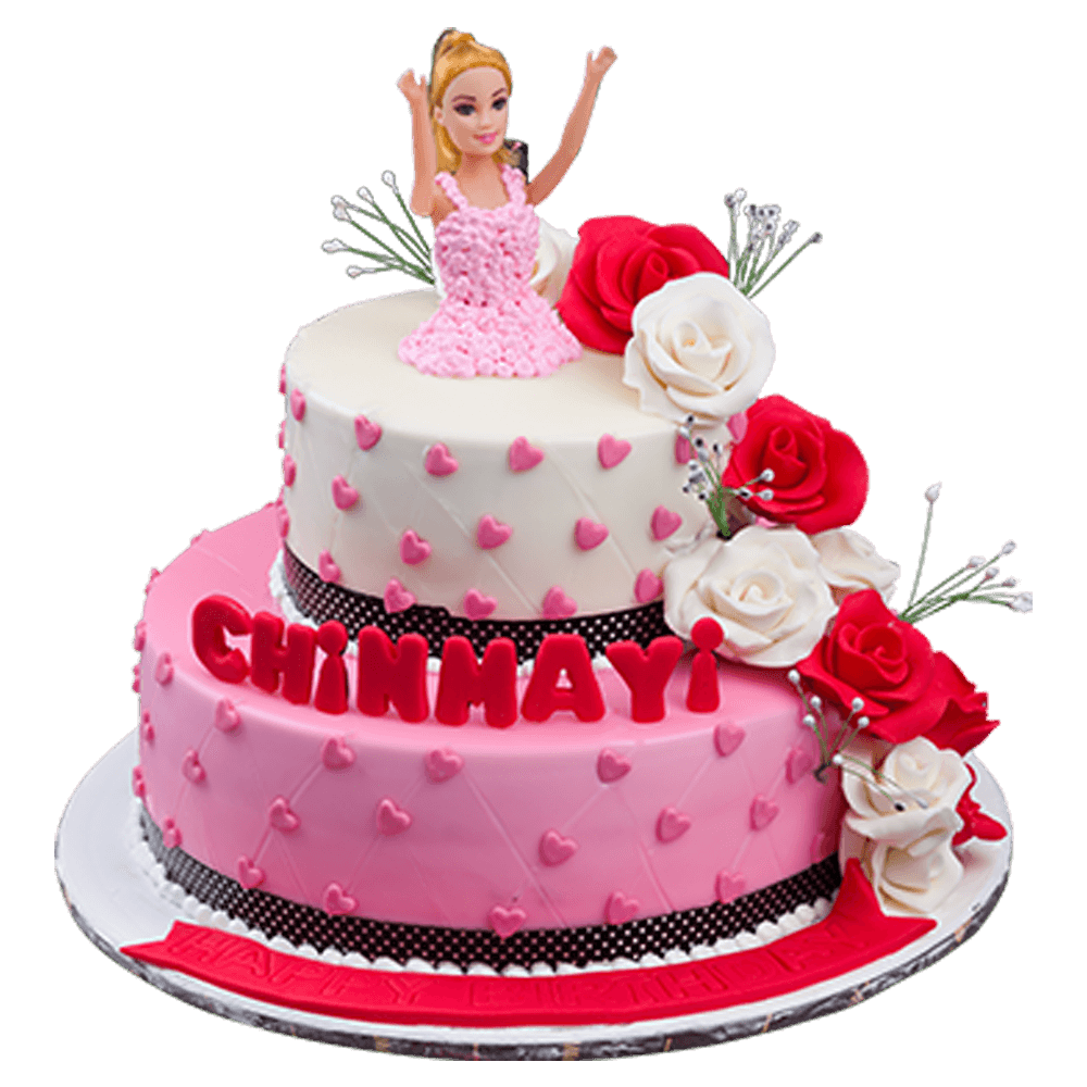 Download 2 Tier Barbie Doll Cake - Barbie Doll Tier Cake - Full Size PNG  Image - PNGkit